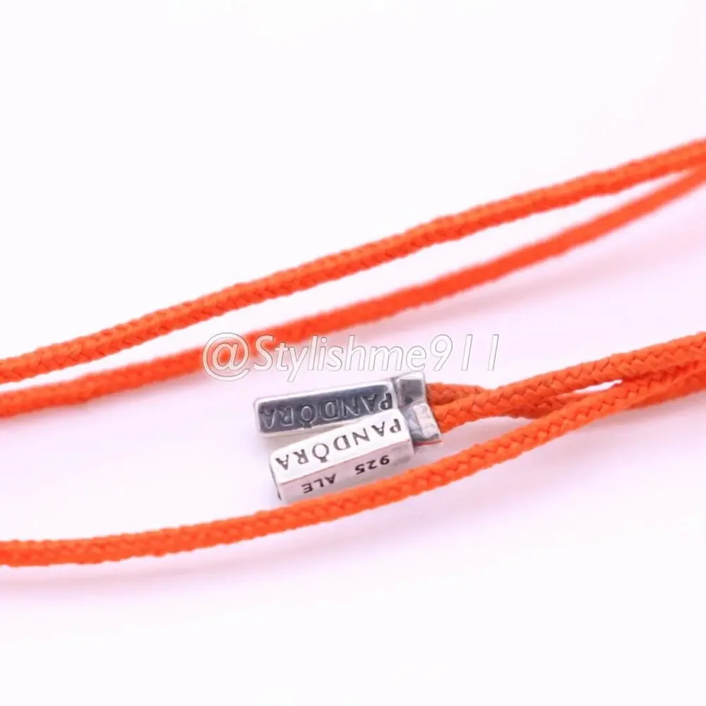Authentic PANDORA Orange Poly Cord with Sterling Silver